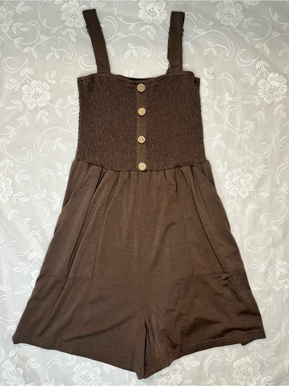 Brown ZAFUL short romper with pockets